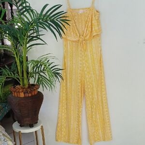 No Boundaries Yellow Geometric Jumpsuit